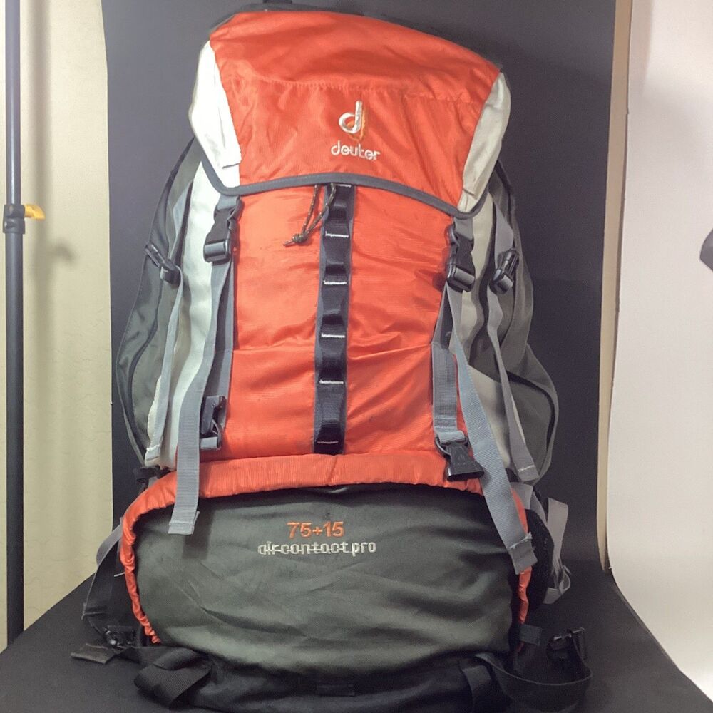 Deuter Aircontact Pro 75+15 Internal Frame Orange & Gray Hiking Camping Backpack